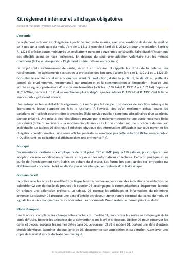 Notice et méthode, page 1